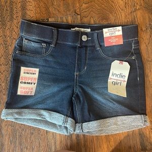 Girls, size 12, Indie Girl blue jeans stretch shorts.